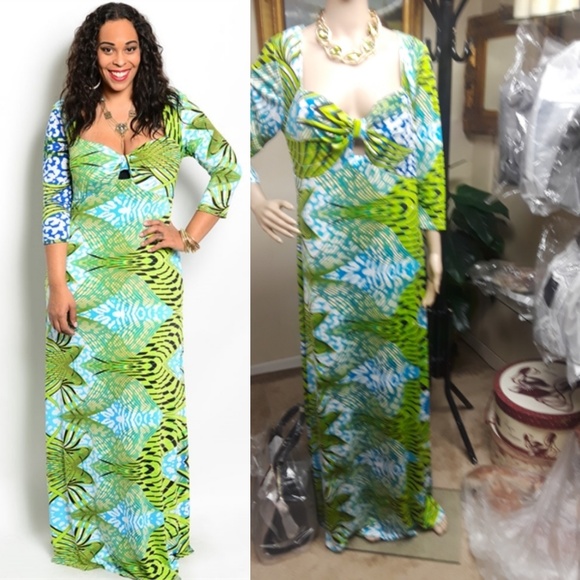 Dresses & Skirts - 🆕️ Aqua Green 3/4 Hand Plus Maxi dress
